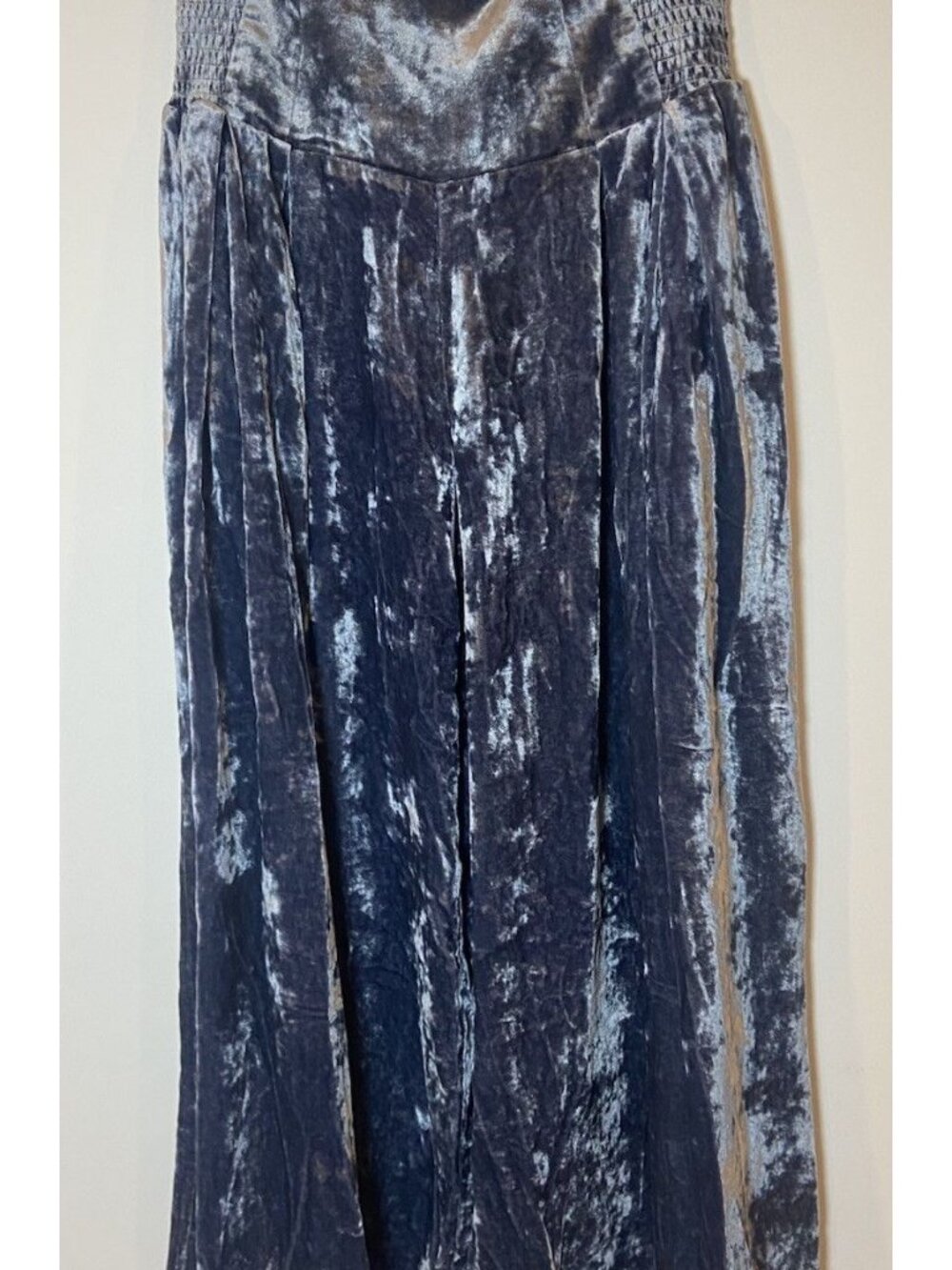 Anthropologie Pants Wide Leg Crushed Velvet Palazzo Stretch Blue Small S